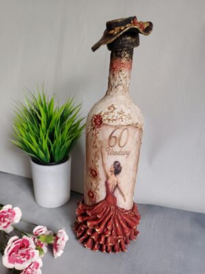 butelka na prezent rękodzieło personalizowane decoupage ręcznie robione